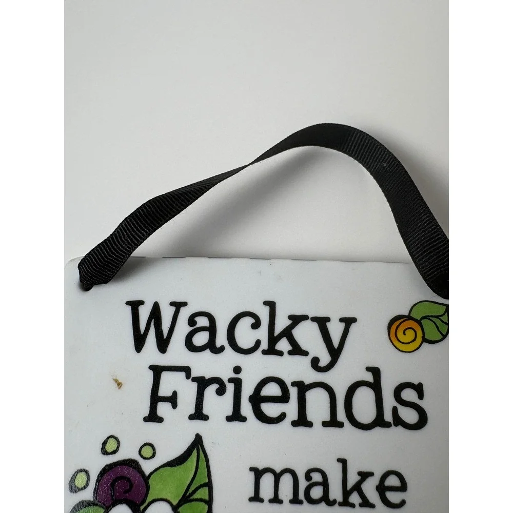 Suzy Toronto Wacky Friends Ceramic Wall Plaque Hanging Tile with Bells 4x4